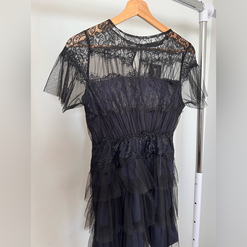 Haute Rouge Black Ruffle Mini Dress - Picture 2 of 5